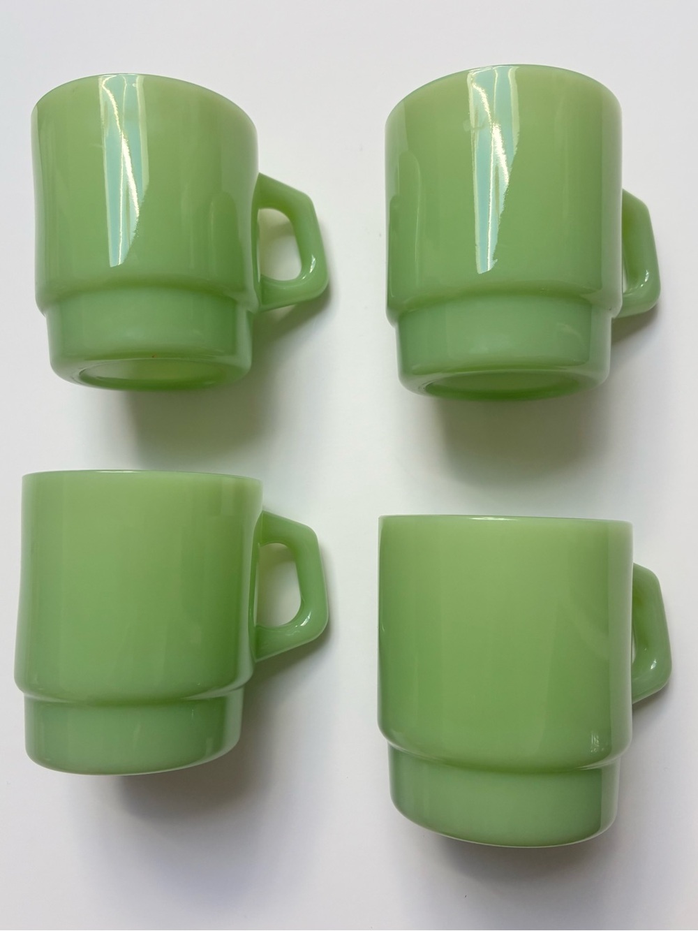 Cost Plus World Market Jade Green Stackable Glass Mugs - Set of 4